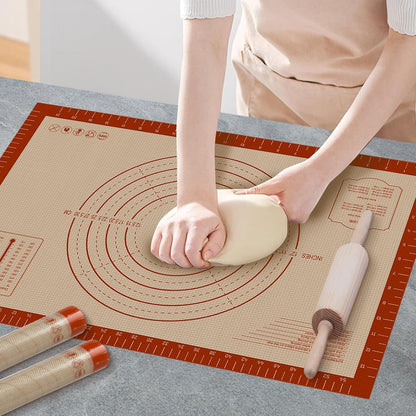 24" x 16" Silicone Baking Mat with Measurement Guides | Extra Thick Pastry Rolling & Sourdough Mat Baking Supplies for Making Pizza, Pie, Cookies and Bread
