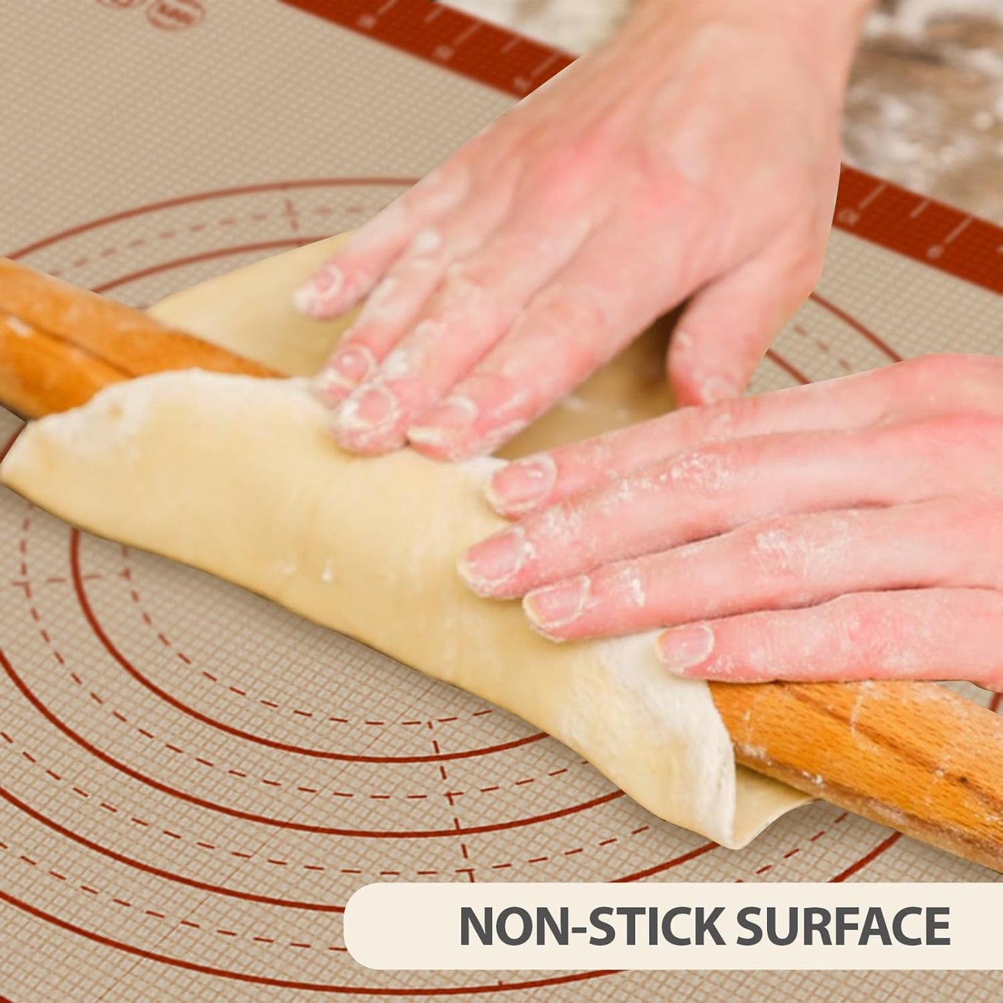 24" x 16" Silicone Baking Mat with Measurement Guides | Extra Thick Pastry Rolling & Sourdough Mat Baking Supplies for Making Pizza, Pie, Cookies and Bread