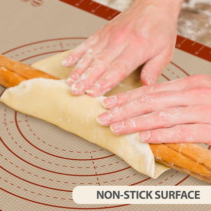 24" x 16" Silicone Baking Mat with Measurement Guides | Extra Thick Pastry Rolling & Sourdough Mat Baking Supplies for Making Pizza, Pie, Cookies and Bread