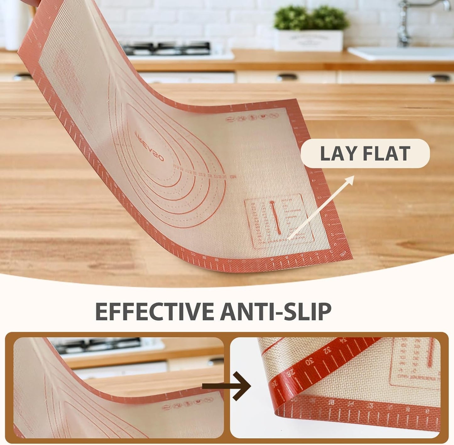24" x 16" Silicone Baking Mat with Measurement Guides | Extra Thick Pastry Rolling & Sourdough Mat Baking Supplies for Making Pizza, Pie, Cookies and Bread