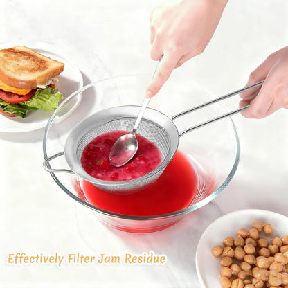 3Pcs Fine Mesh Strainer with Handle, Small Sifter Strainers Set, Stainless Steel Sieve Colander for Kitchen Baking Juice Quinoa Food Flour