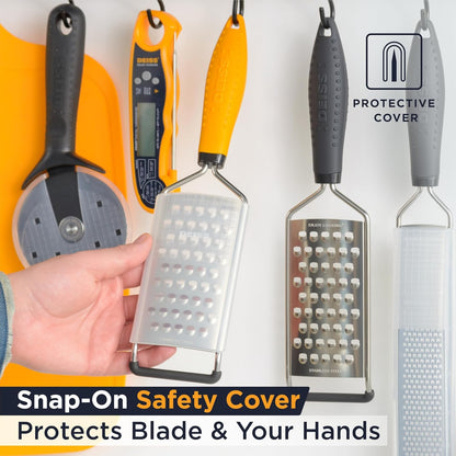 Deiss PRO Coarse Grater & Hand Held Cheese Grater - Sharp Stainless Steel Blades, Non-Slip Handle, Small Cheese Grater for Kitchen, Shredder, Dishwasher Safe