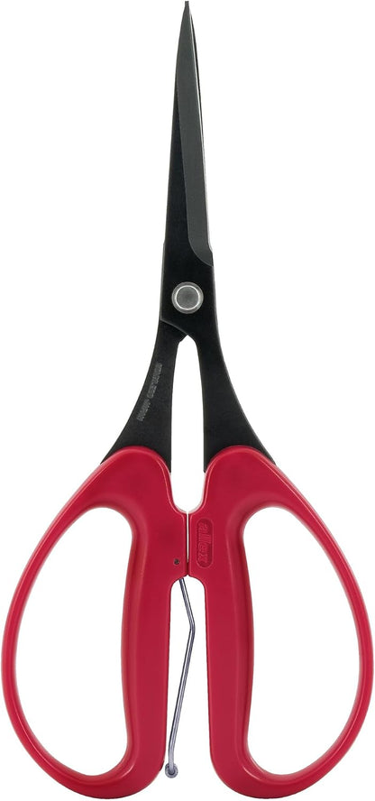 Trimming Scissors for Gardening 7" - Japanese Floral Garden Scissors for Plants, Flowers, Herbs - Japanese Stainless Steel Blade with Non-Stick Coating - Spring Loaded Handle - Made in JAPAN