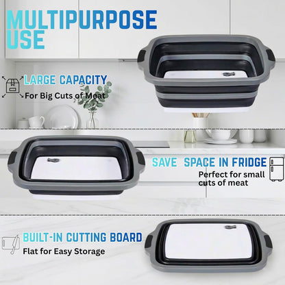 3pcs Barbecue Prep Tub, BBQ Blanket, Meat Shredder Claws | Collapsible 3 in 1 Cutting Board with Colander & Dish Basin, Insulated 21" Meat Resting Bag, Barbecue Grilling Accessories
