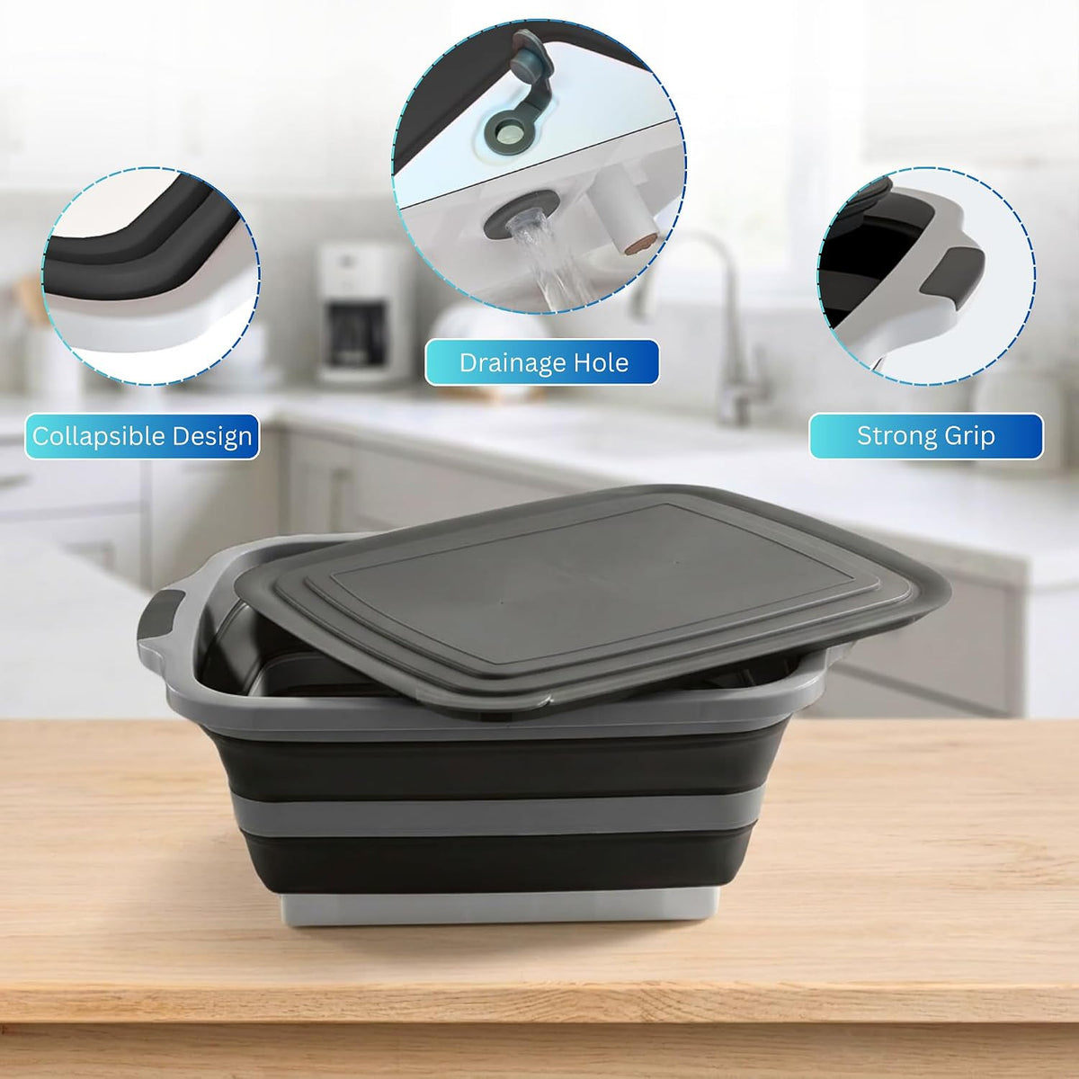 3pcs Barbecue Prep Tub, BBQ Blanket, Meat Shredder Claws | Collapsible 3 in 1 Cutting Board with Colander & Dish Basin, Insulated 21" Meat Resting Bag, Barbecue Grilling Accessories