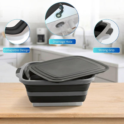 3pcs Barbecue Prep Tub, BBQ Blanket, Meat Shredder Claws | Collapsible 3 in 1 Cutting Board with Colander & Dish Basin, Insulated 21" Meat Resting Bag, Barbecue Grilling Accessories
