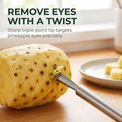 2Pcs Silver Pineapple Eye Peeler Remover Tool, Multipurpose Pineapple Eye Clip,Pineapple Eye Cutter V Shape Stainless Steel Pineapple Eye Peeler Remover for Home Kitchen Peelers