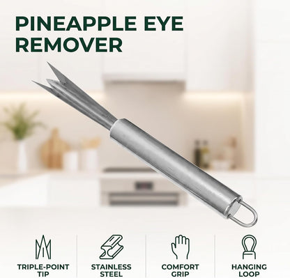 2Pcs Silver Pineapple Eye Peeler Remover Tool, Multipurpose Pineapple Eye Clip,Pineapple Eye Cutter V Shape Stainless Steel Pineapple Eye Peeler Remover for Home Kitchen Peelers