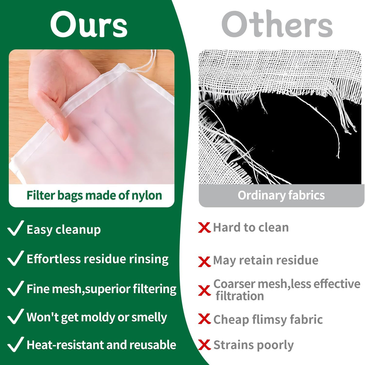 6 Pcs Nut Milk Bag 12 x 8 Inch Yogurt Strainer 200 Mesh Cheese Cloth Bag for Straining Reusable Fine Mesh Strainer for Filtering Yogurt Juice Coffee Tofu Tea Cheese