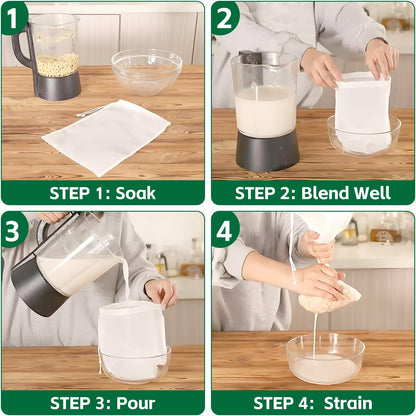 6 Pcs Nut Milk Bag 12 x 8 Inch Yogurt Strainer 200 Mesh Cheese Cloth Bag for Straining Reusable Fine Mesh Strainer for Filtering Yogurt Juice Coffee Tofu Tea Cheese