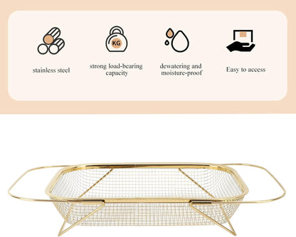 Expandable Stainless Steel Colander, Over The Sink Colander with Fine Mesh Basket Kitchen Strainer for Strain Drain Rinse Vegetables Fruits Dishes (Silver)