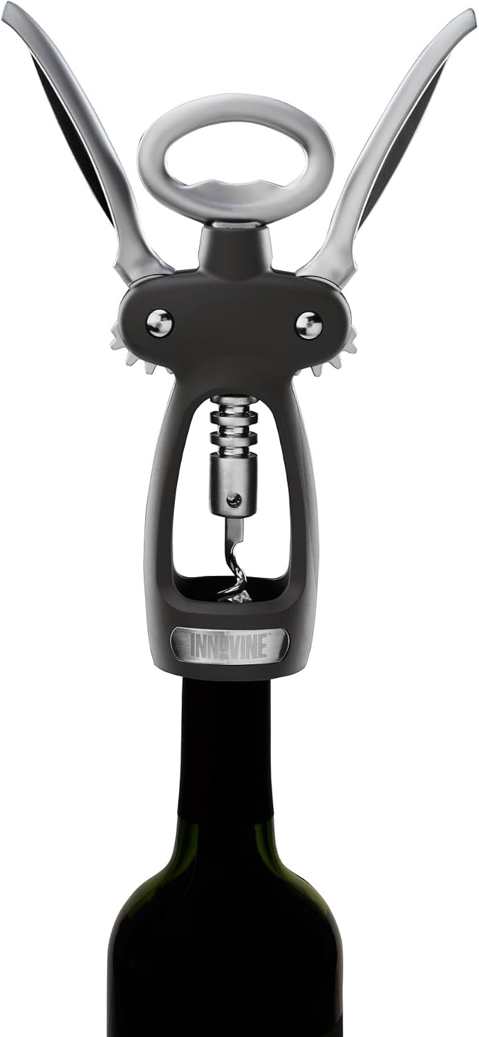 Winged Corkscrew Wine Opener, Multi-Purpose Bottle Opener for Beers and Soft Drinks, Stainless Steel with Ergonomic Wing Handle, for Bartenders, Home Bar, Kitchen, Restaurant, Graphite