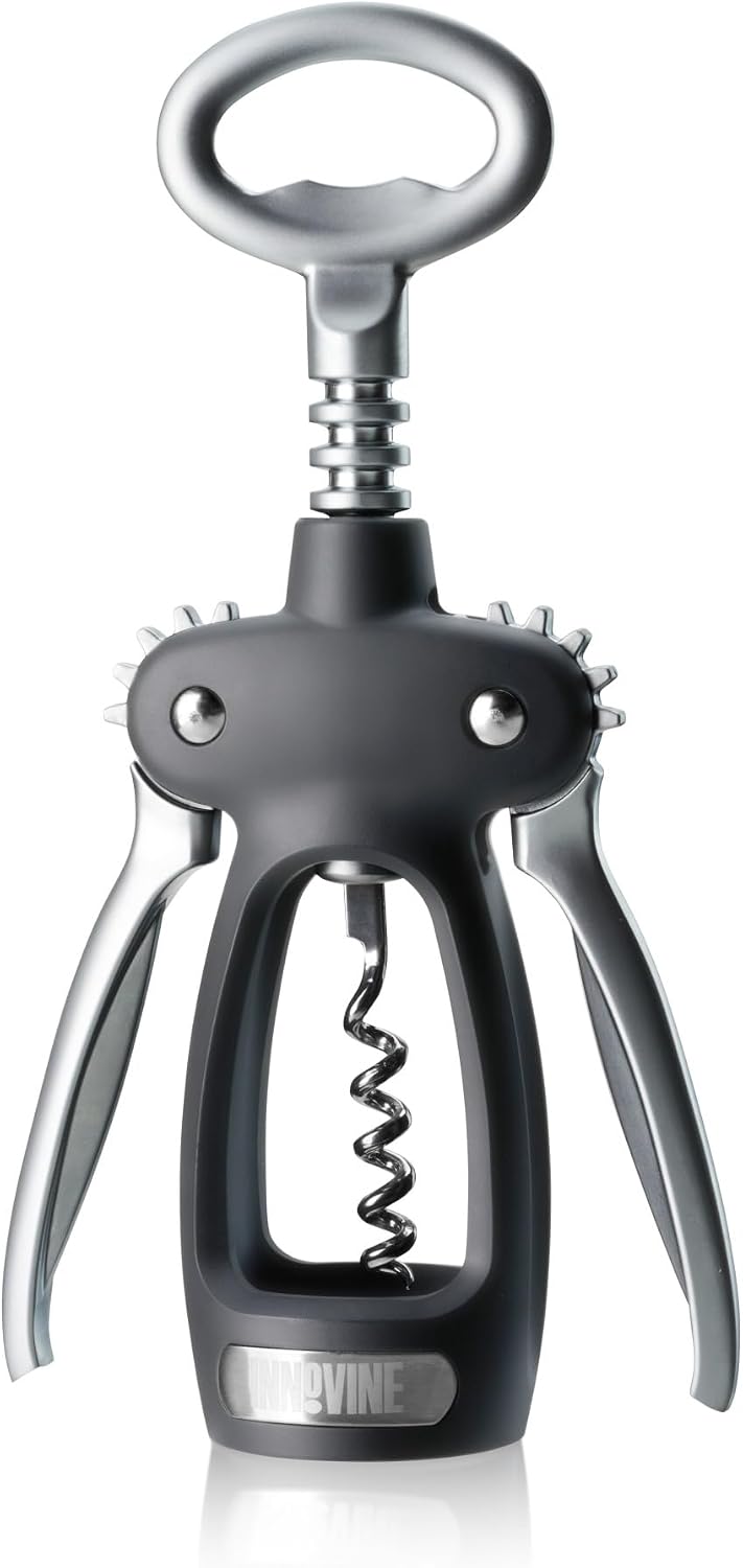 Winged Corkscrew Wine Opener, Multi-Purpose Bottle Opener for Beers and Soft Drinks, Stainless Steel with Ergonomic Wing Handle, for Bartenders, Home Bar, Kitchen, Restaurant, Graphite