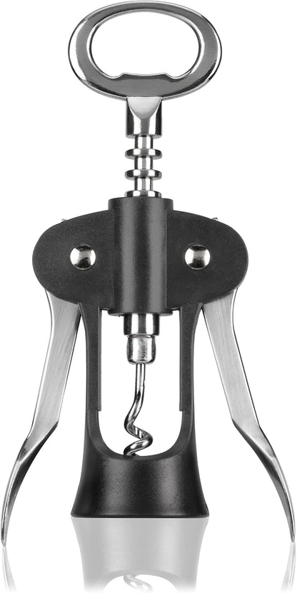 Winged Corkscrew Wine Opener, Multi-Purpose Bottle Opener for Beers and Soft Drinks, Stainless Steel with Ergonomic Wing Handle, for Bartenders, Home Bar, Kitchen, Restaurant, Graphite
