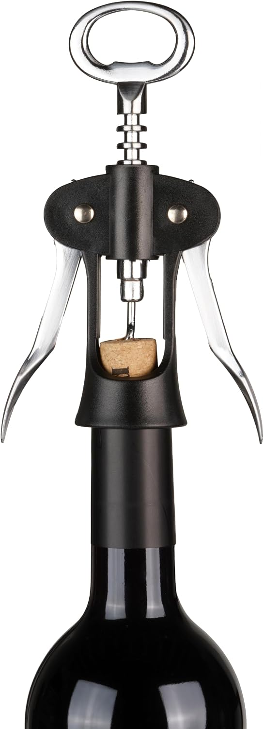 Winged Corkscrew Wine Opener, Multi-Purpose Bottle Opener for Beers and Soft Drinks, Stainless Steel with Ergonomic Wing Handle, for Bartenders, Home Bar, Kitchen, Restaurant, Graphite
