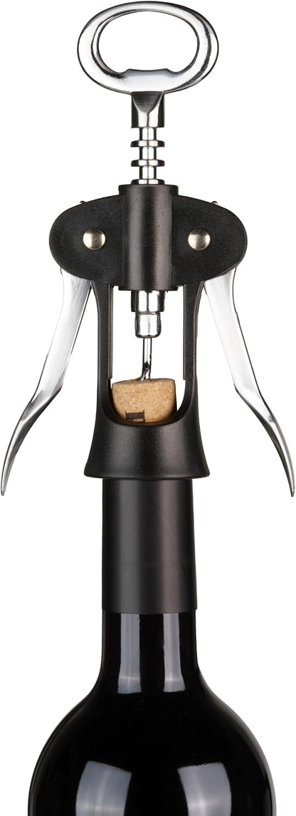 Winged Corkscrew Wine Opener, Multi-Purpose Bottle Opener for Beers and Soft Drinks, Stainless Steel with Ergonomic Wing Handle, for Bartenders, Home Bar, Kitchen, Restaurant, Graphite