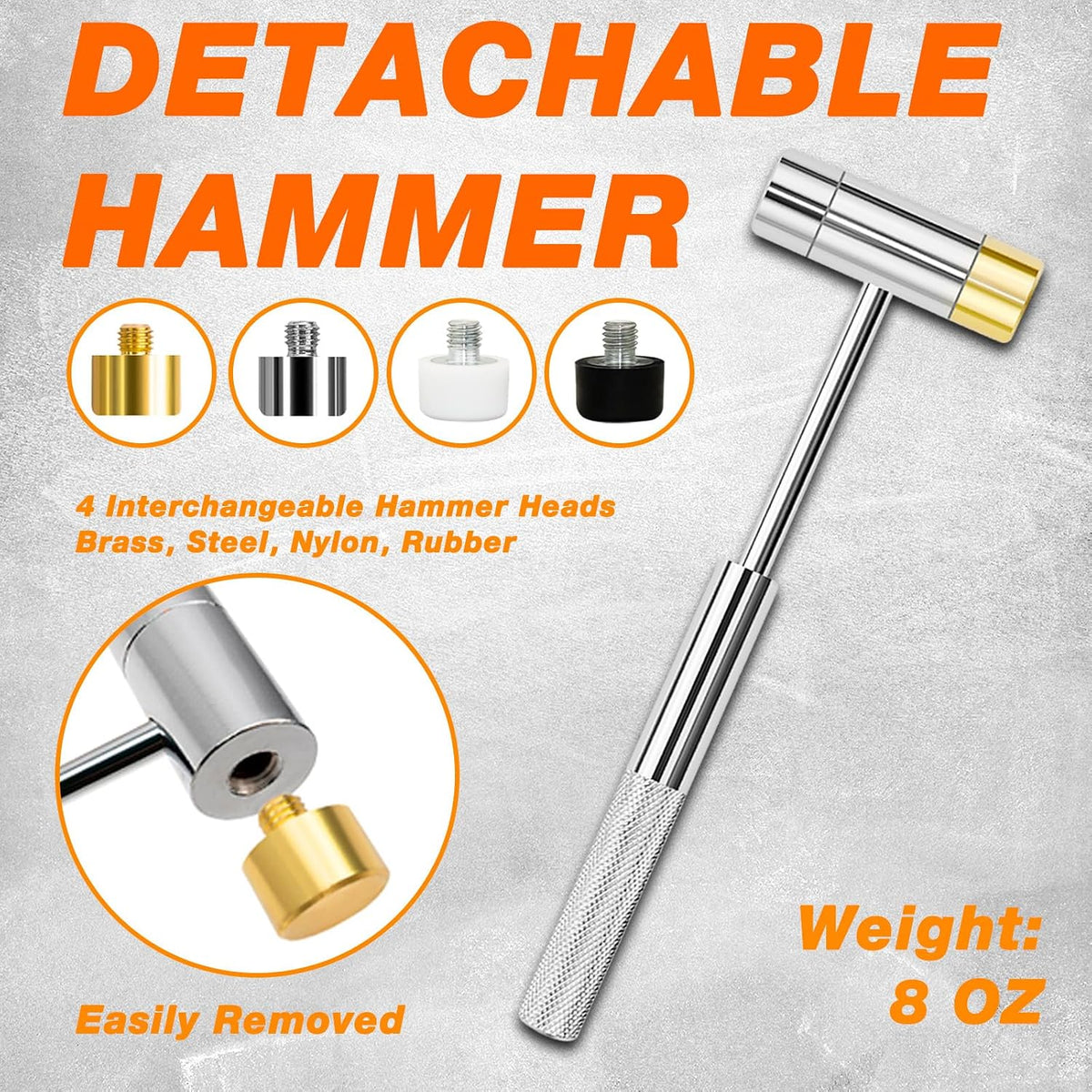 Punch Set and Hammer, Roll Pin Punch Set with Bench Block