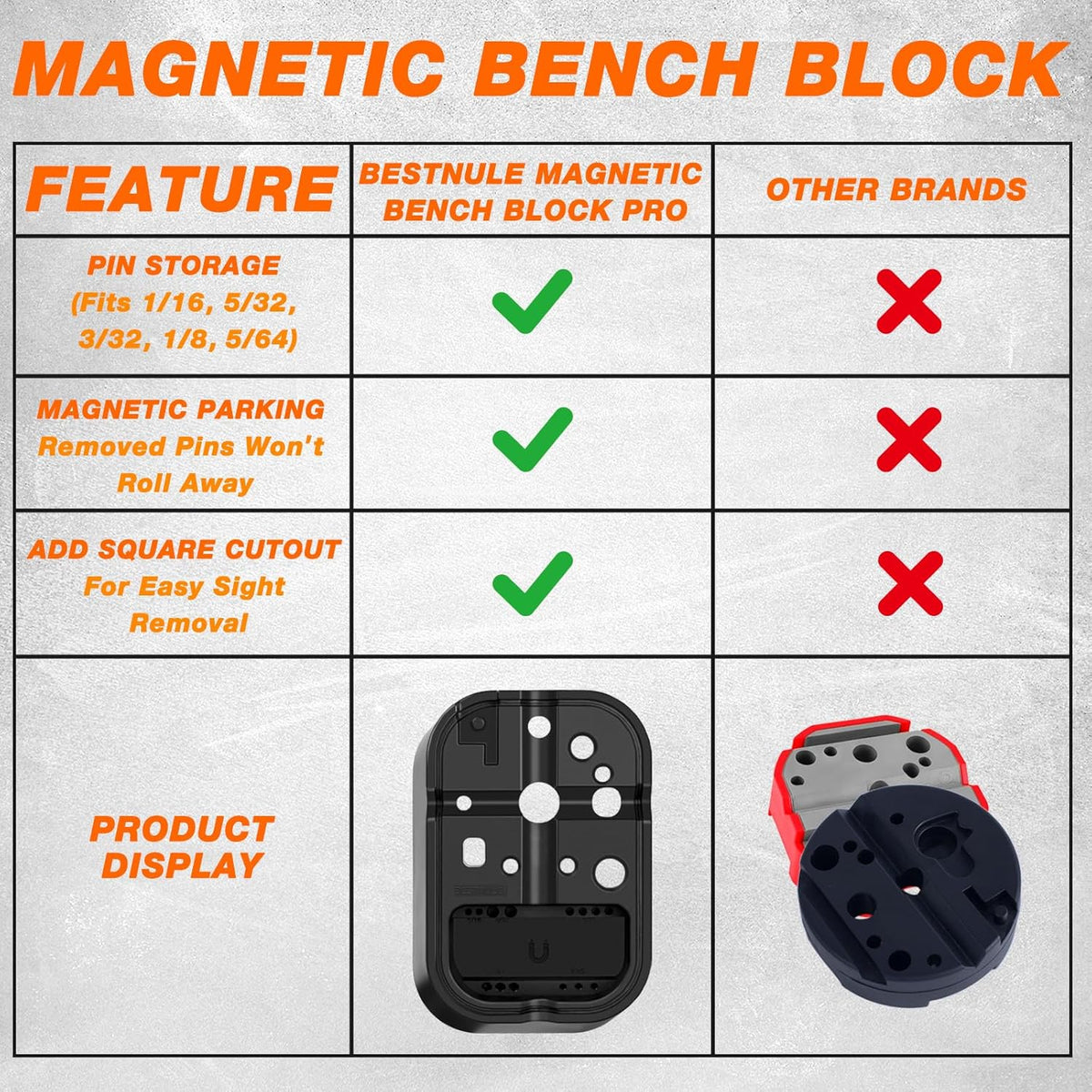 Punch Set and Hammer, Roll Pin Punch Set with Bench Block