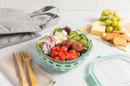 DuraGlass Food Storage Glass Lunch Bowl - Meal Prep Container with Silicone Sleeve and Airtight Lid, 5 Cup, Yucca