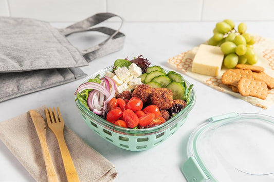 DuraGlass Food Storage Glass Lunch Bowl - Meal Prep Container with Silicone Sleeve and Airtight Lid, 5 Cup, Yucca