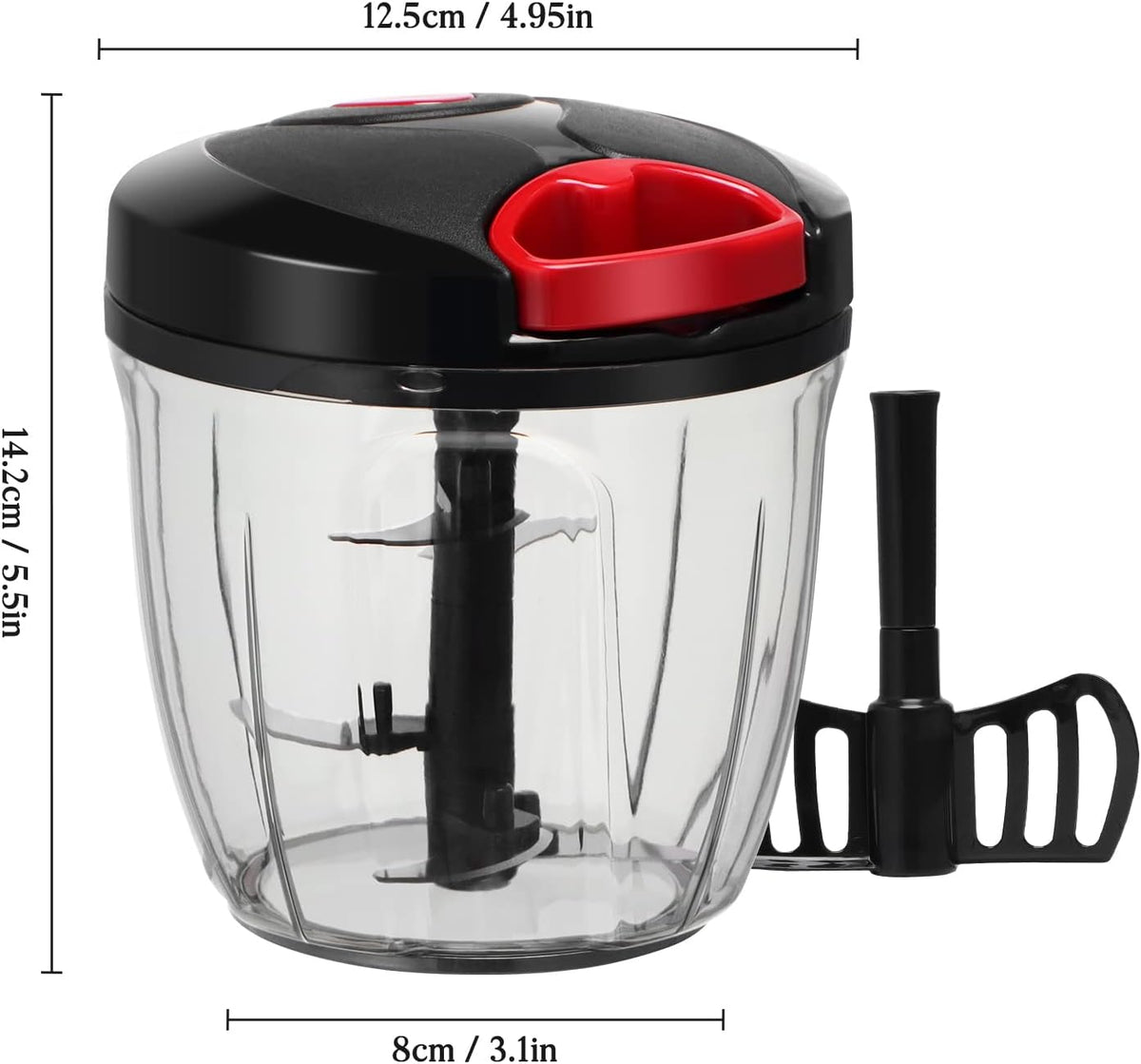 Manual Food Chopper Vegetable Cutter, Hand String Vegetable Chopper Onions Cutter for Vegetable Fruits Nuts BPA Free Food Safe Material, 900ml Grey