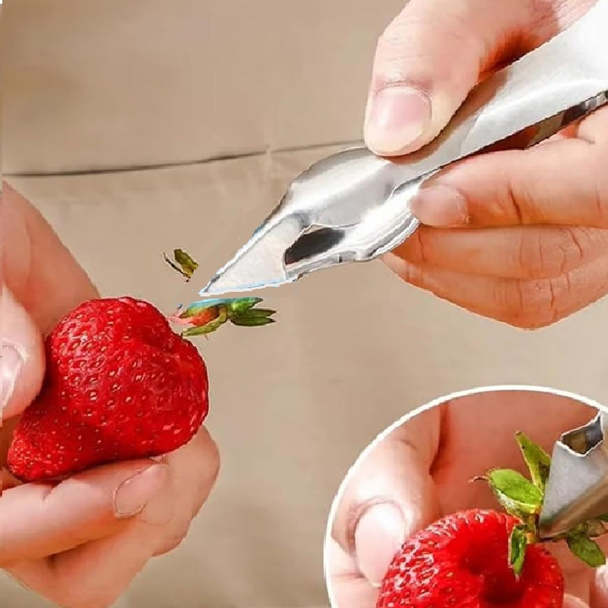 Stainless Steel Multi-Functional Fruit and Vegetable Stem Remover Clip, 2024 New Metal Pineapple Seed Remover Clip- Strawberry Huller Stem Remover,Fruit and Vegetable Tools,Strawberry Huller