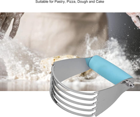 Stainless Steel Pastry Blender, Butter Cutter Multi-purpose Dough Blender Heavy Duty Pastry Cutter Dough Flour Metal Mixer Cutter(Blue)