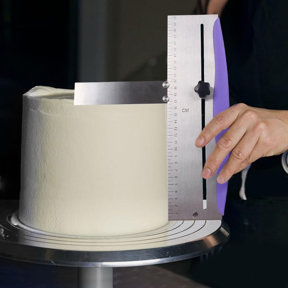 12 Inch Stainless Steel Cake Scraper, Cake Scraper Smoother Leveler | Icing Spatula, cake leveler adjustable Kitchen Spatula for Mousse, Cheese, Cream Cake