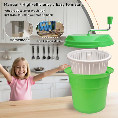 5 Gallon Salad Spinner,Large Capacity Vegetable Friuts Salad Dryer,Commercial Manual Salad Mixer for Restaurants Kitchen & Catering,Green & Orange. (Orange, 5 Gallon)