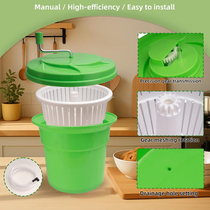 5 Gallon Salad Spinner,Large Capacity Vegetable Friuts Salad Dryer,Commercial Manual Salad Mixer for Restaurants Kitchen & Catering,Green & Orange. (Orange, 5 Gallon)