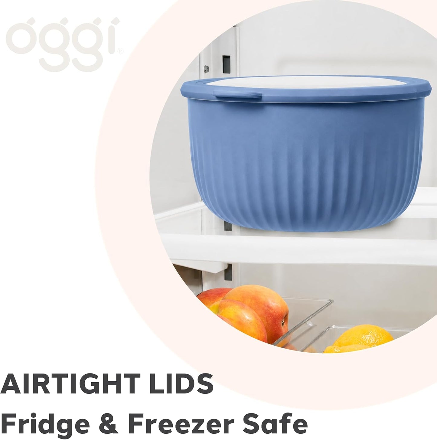Set of 4 Prep, Store & Serve Plastic Bowls - w/See-Thru Lids- Dishwasher, Microwave & Freezer Safe, (0.7, 1.4, 2.6, 4 Quarts) - Multicolor