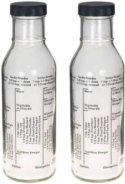 Salad Dressing Mixer Bottle with 8 Classic Light Recipes, Glass, 13-Ounce Capacity
