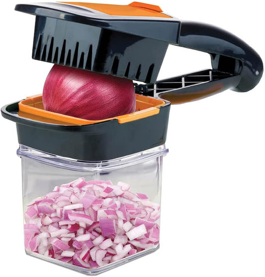 Handheld Vegetable & Fruit Chopper, Manual Kitchen Slicer for Onions, Garlic & Potatoes, Compact & Portable