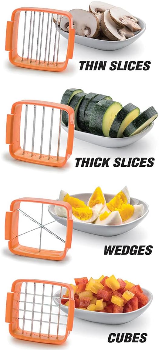 Handheld Vegetable & Fruit Chopper, Manual Kitchen Slicer for Onions, Garlic & Potatoes, Compact & Portable