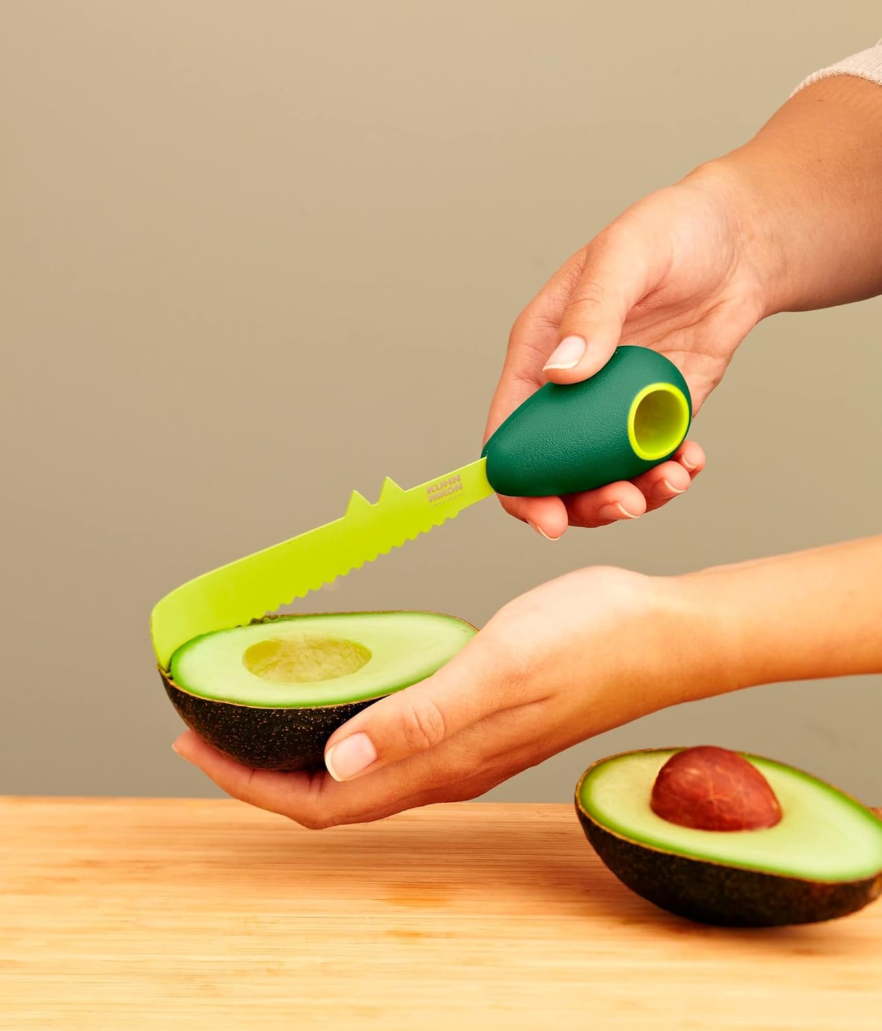 3-in-1 Avocado Knife with Non-Stick Coating, 7.25 inch/18.42 cm, Green