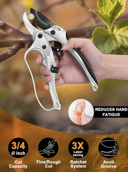 6.7" Lightweight Pruning Scissors, Garden Snips with Straight Stainless Steel Blades and Needle Point Tip, Gardening Trimmers for Flower stems, Herbs, Small Plants, Buds