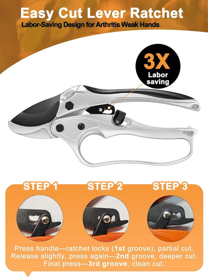 6.7" Lightweight Pruning Scissors, Garden Snips with Straight Stainless Steel Blades and Needle Point Tip, Gardening Trimmers for Flower stems, Herbs, Small Plants, Buds