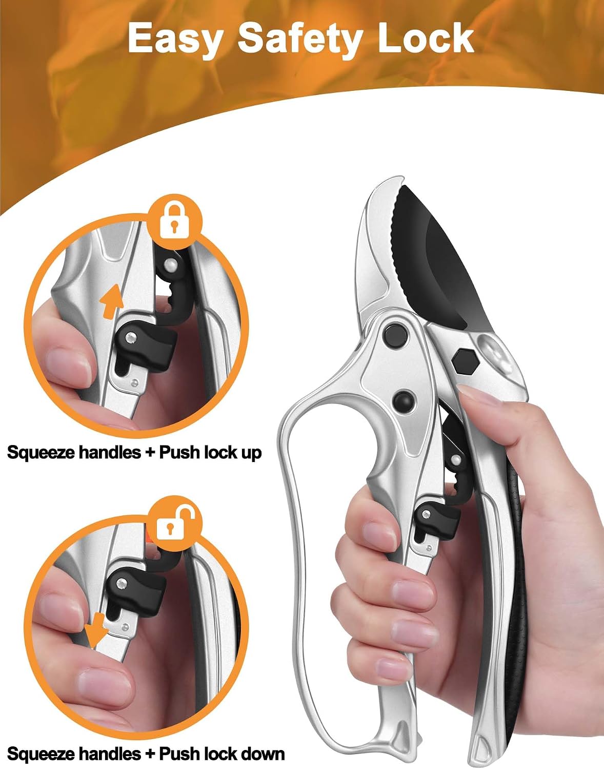6.7" Lightweight Pruning Scissors, Garden Snips with Straight Stainless Steel Blades and Needle Point Tip, Gardening Trimmers for Flower stems, Herbs, Small Plants, Buds