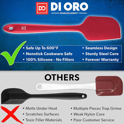 Silicone Spatula Set - Rubber Kitchen Spatulas for Baking, Cooking, & Mixing - 600°F Heat-Resistant & BPA Free Silicone Scraper Spatulas for Nonstick Cookware - Dishwasher Safe (3pc, Black)