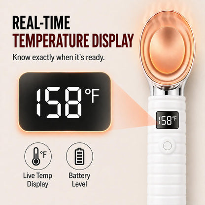 Heated Ice Cream Scoop for Hard Ice Cream, Gelato & Frozen Desserts, Electric Ice Cream Scooper with Smart Temperature & Battery Display, USB-C Rechargeable, Durable One-Piece Design (White)