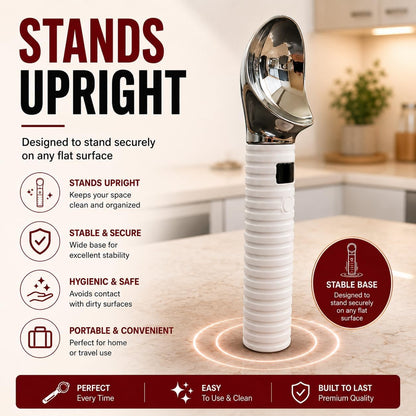 Heated Ice Cream Scoop for Hard Ice Cream, Gelato & Frozen Desserts, Electric Ice Cream Scooper with Smart Temperature & Battery Display, USB-C Rechargeable, Durable One-Piece Design (White)