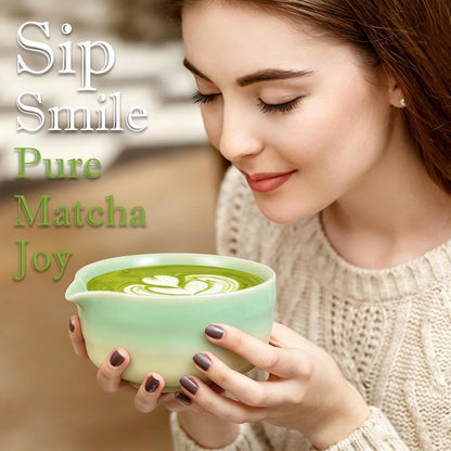 Matcha Whisk Set, 5pcs Japanese Ceremony Matcha Tea Kit Includes Ceramic Matcha Bowl with Spout, Bamboo Whisk & Holder, Traditional Scoop, Stainless Sifter, Gift for Matcha Lovers Beginner