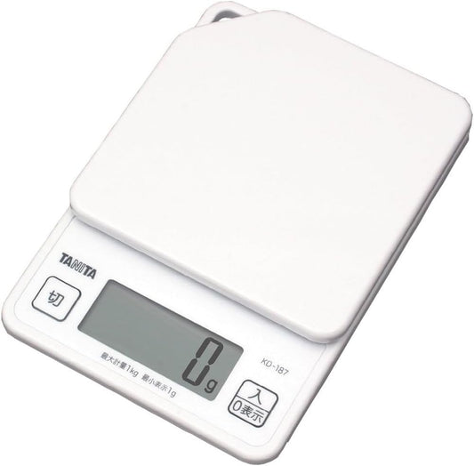 KD-187 WH Cooking Scale, 0.3 oz (1 g) Units of Up to 2.2 lbs (1 kg), Includes Hook Holes for Convenient Storage, White, Kitchen Scale, Cooking, Digital