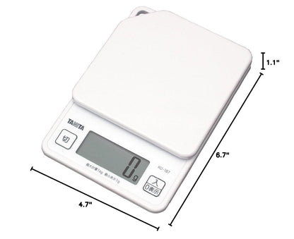 KD-187 WH Cooking Scale, 0.3 oz (1 g) Units of Up to 2.2 lbs (1 kg), Includes Hook Holes for Convenient Storage, White, Kitchen Scale, Cooking, Digital