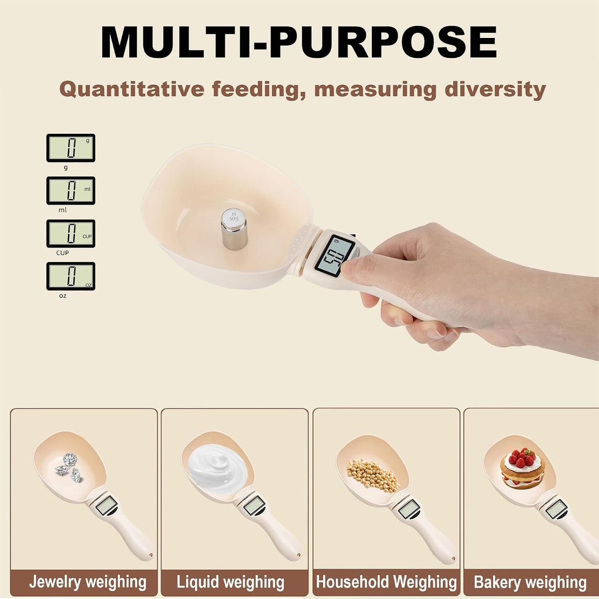 2026 New Digital Measuring Spoon, Digital Food Measuring Scoop Scale - Electronic Kitchen Measuring Spoon Scale for Cooking Baking - Smart Adjustable Measure Cup for Home Cooks Bakers Chefs Pet Owners