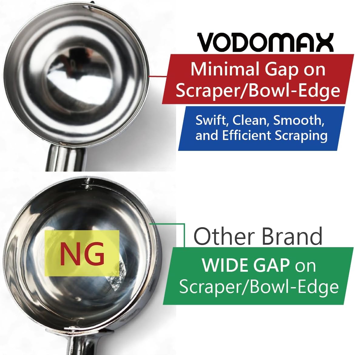 Size 24 RED (1.49 oz.) VODOMAX Best Rated Commercial Food Disher, 1-1/3 oz Disher, Stainless 18-10, Non-Spring Design, 1.5 oz Scoop, Portion Control Scooper, Ice Cream Baller, Potato Salad Scoop