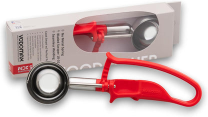 Size 24 RED (1.49 oz.) VODOMAX Best Rated Commercial Food Disher, 1-1/3 oz Disher, Stainless 18-10, Non-Spring Design, 1.5 oz Scoop, Portion Control Scooper, Ice Cream Baller, Potato Salad Scoop