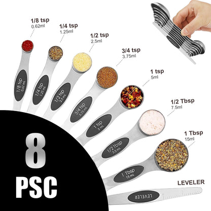 Magnetic Measuring Spoons Set of 8-Multicolor