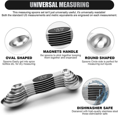 Magnetic Measuring Spoons Set of 8-Multicolor