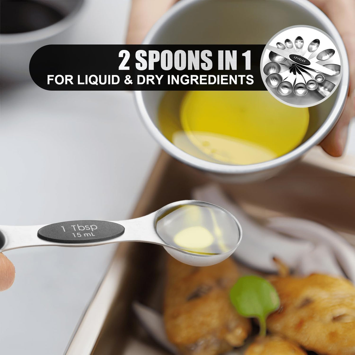 Magnetic Measuring Spoons Set of 8-Multicolor